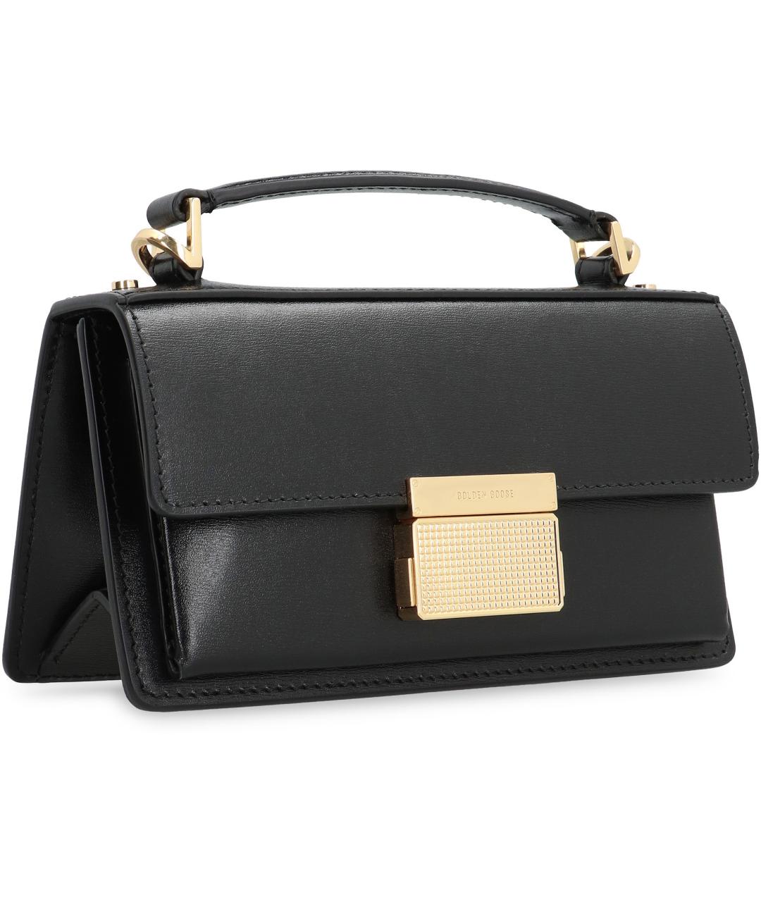 GOLDEN GOOSE DELUXE BRAND Черная кожаная сумка с короткими ручками, фото 3