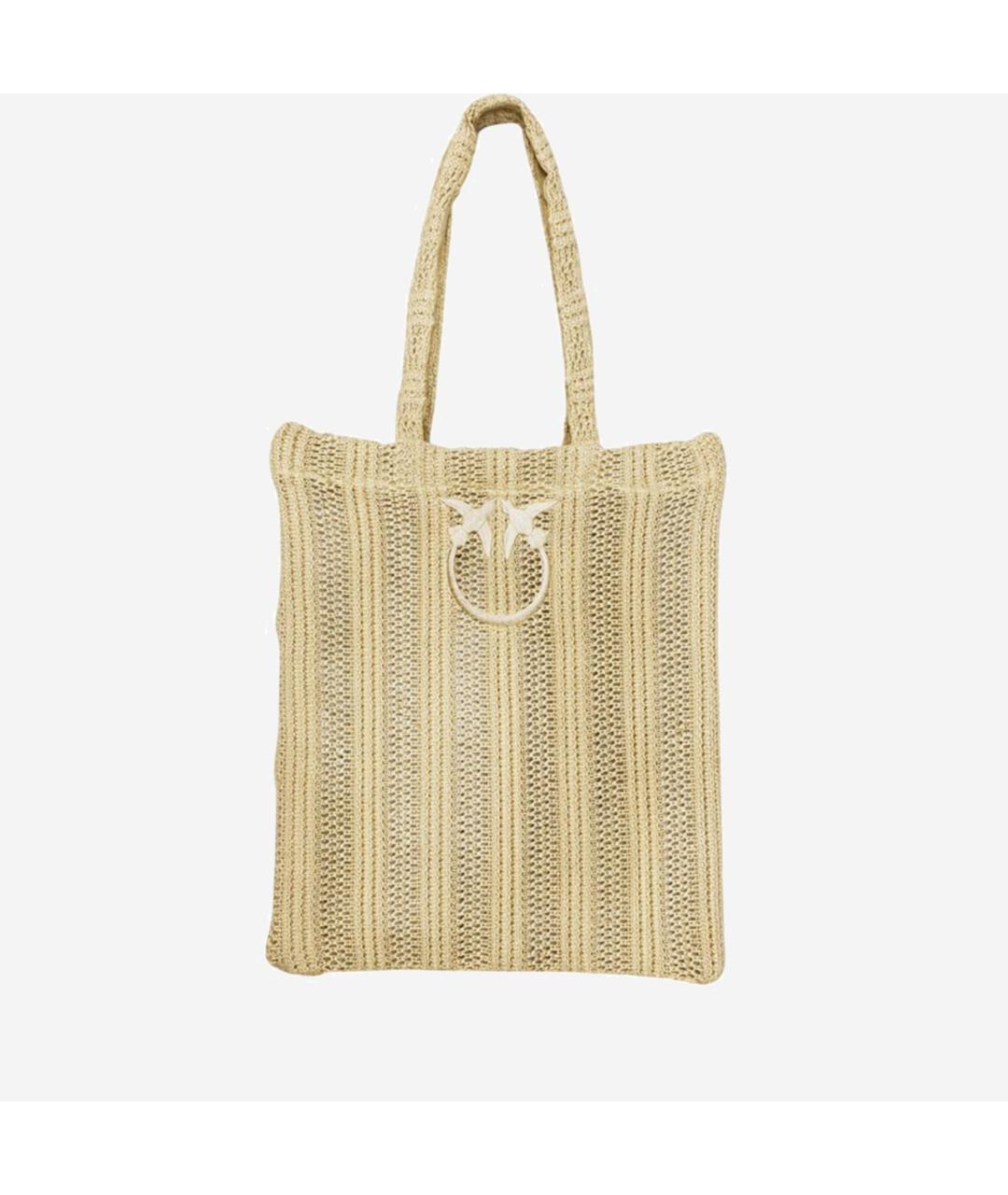 PINKO Желтая синтетическая сумка тоут, фото 4