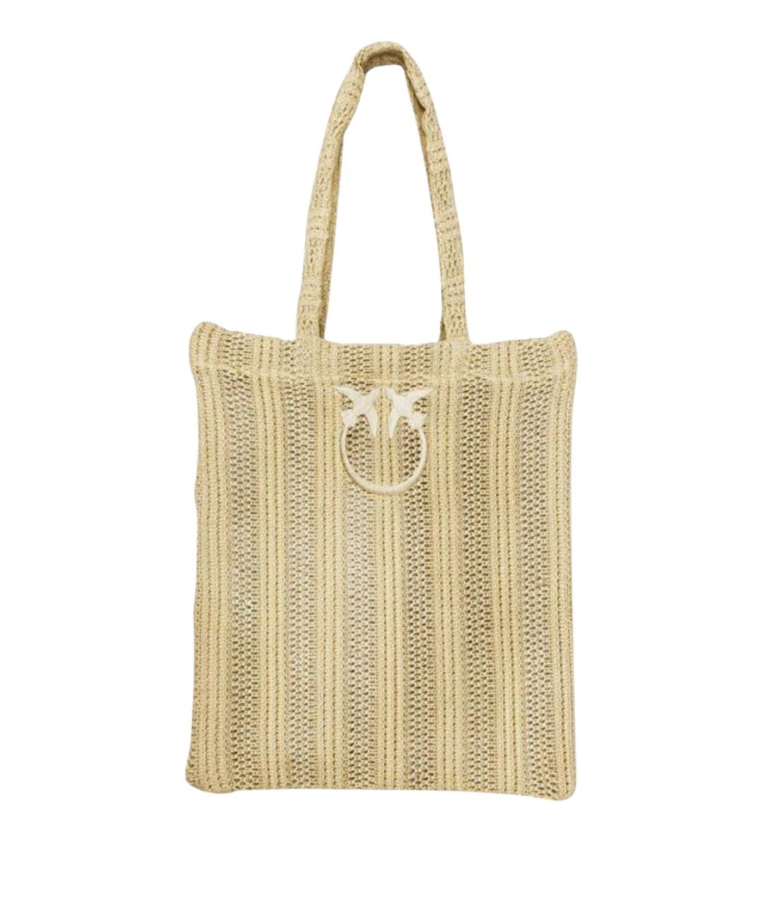 PINKO Желтая синтетическая сумка тоут, фото 1