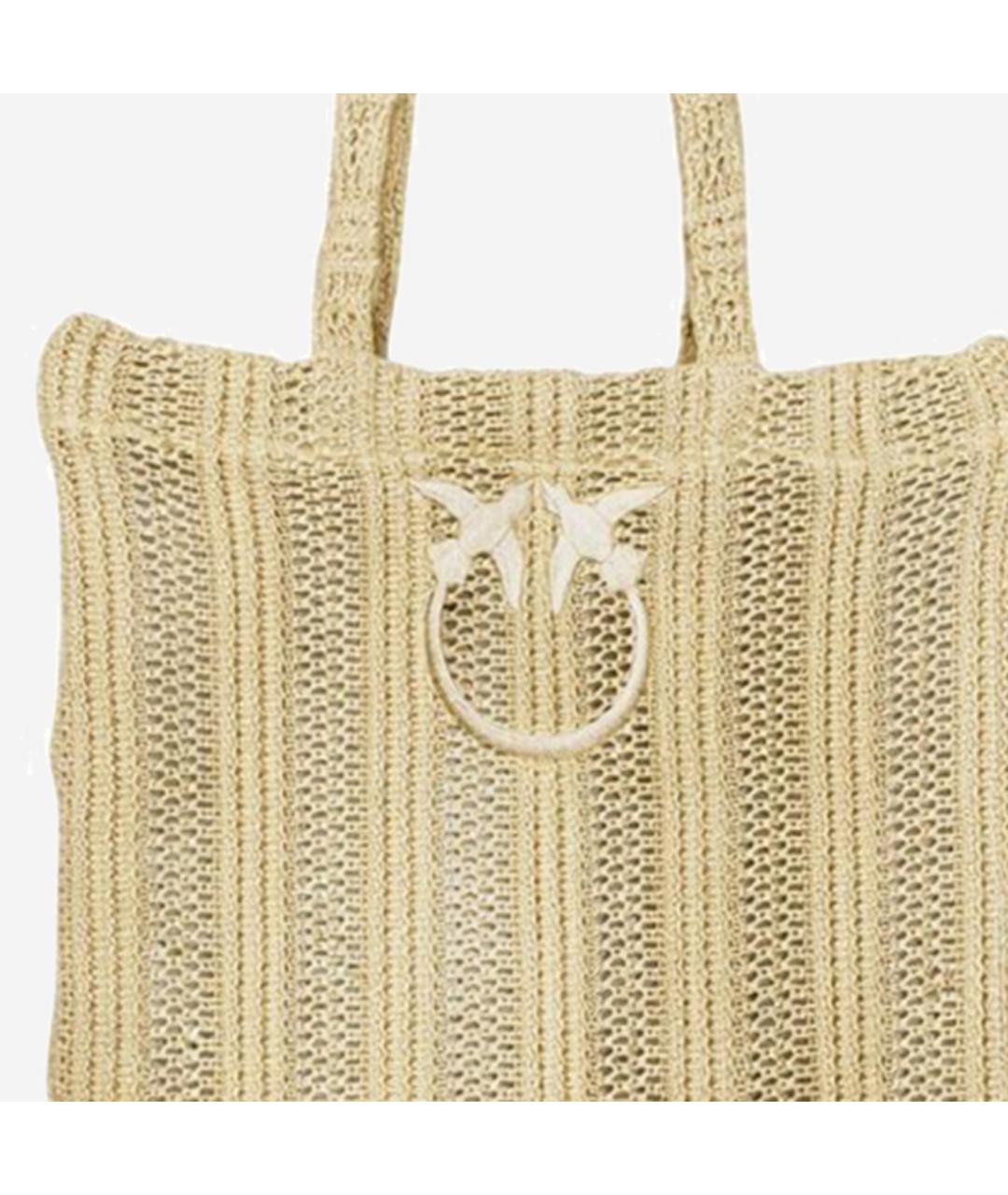 PINKO Желтая синтетическая сумка тоут, фото 3