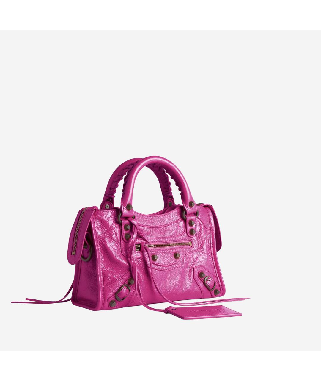 BALENCIAGA Фуксия кожаная сумка с короткими ручками, фото 2