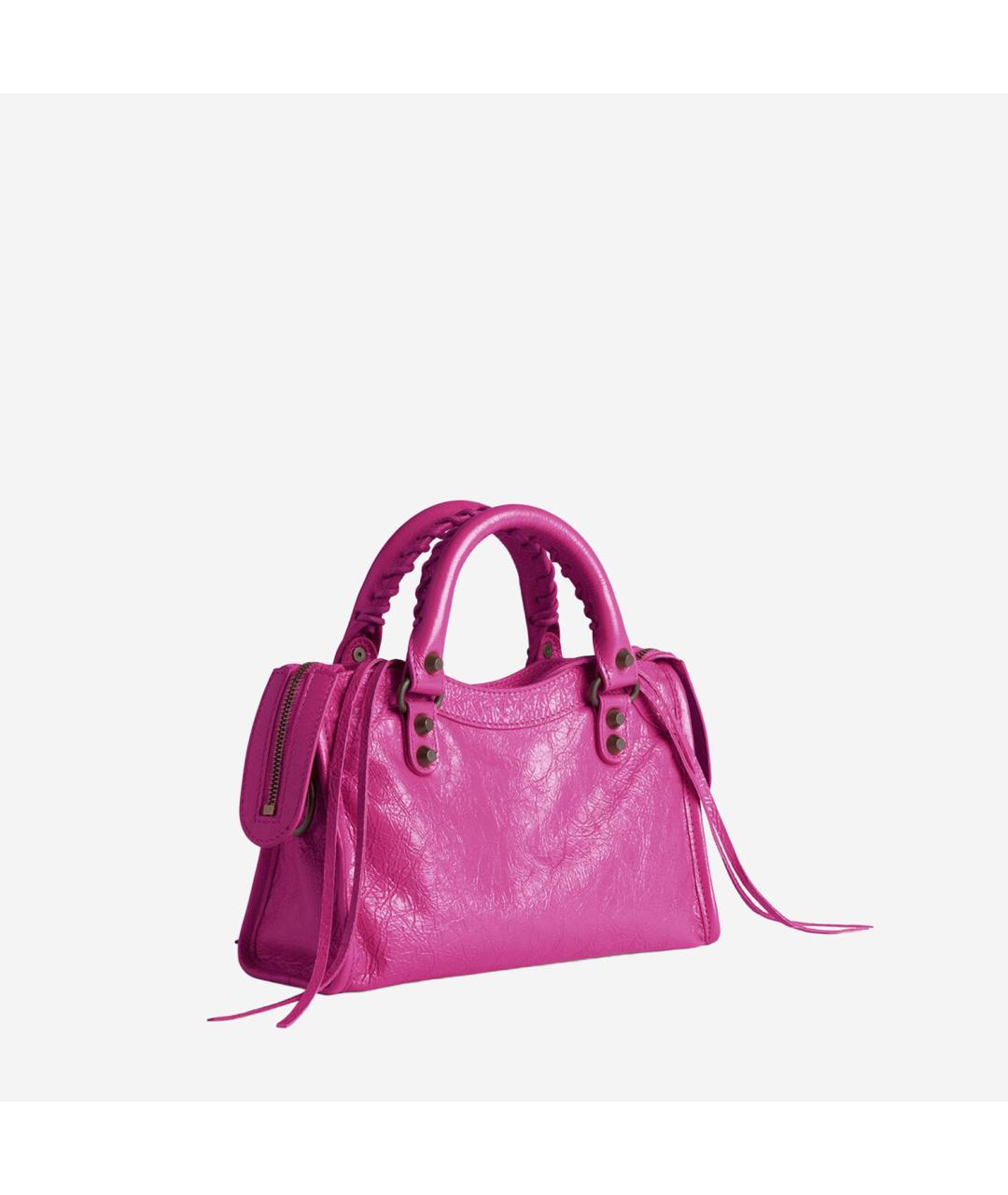 BALENCIAGA Фуксия кожаная сумка с короткими ручками, фото 4