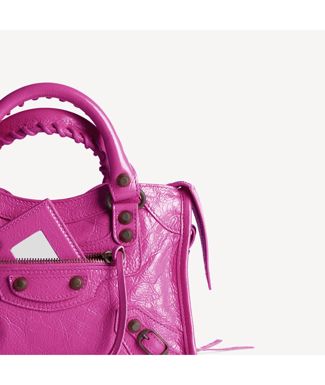 BALENCIAGA Фуксия кожаная сумка с короткими ручками, фото 5
