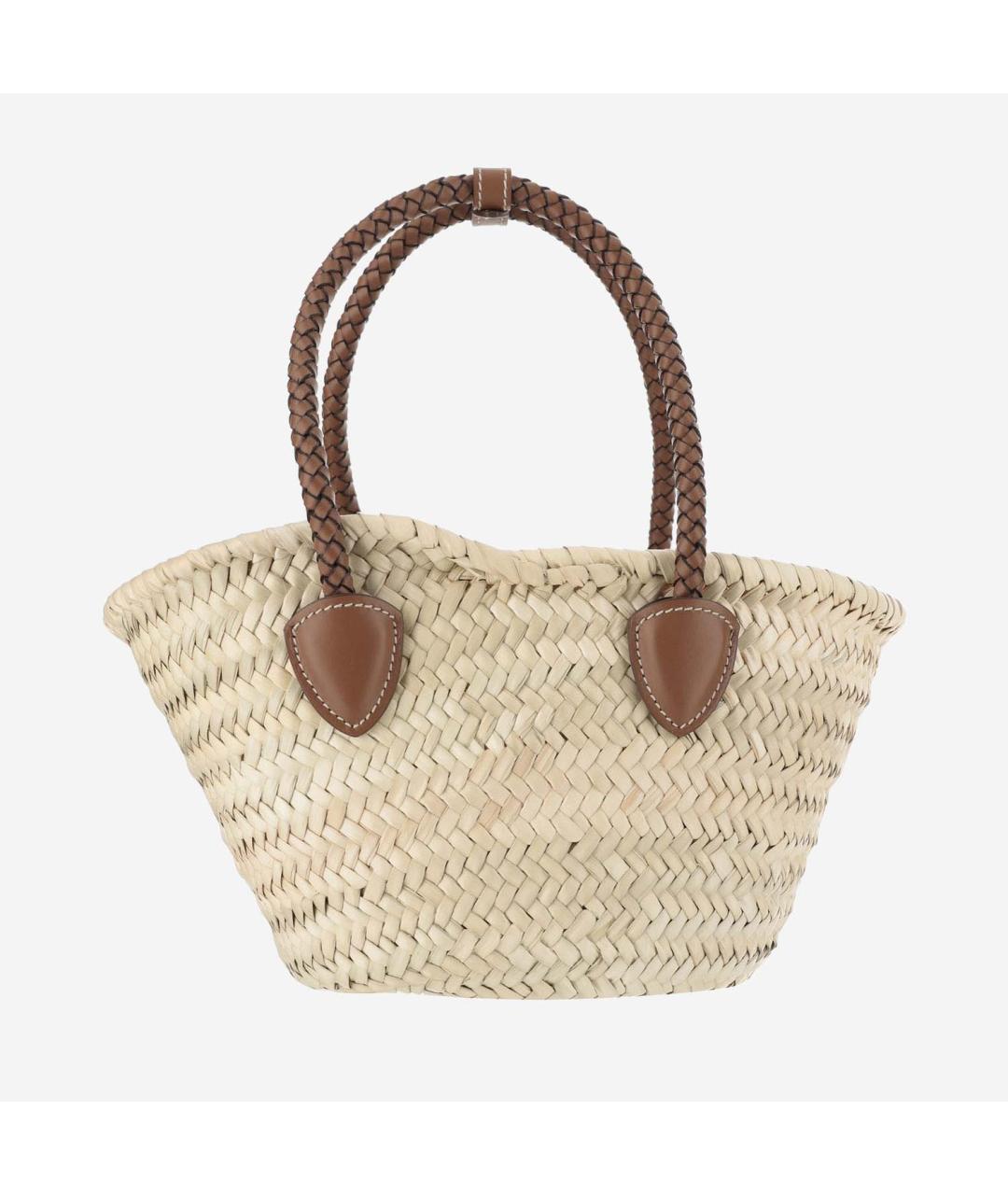 MIU MIU Бежевая пелетеная сумка тоут, фото 3