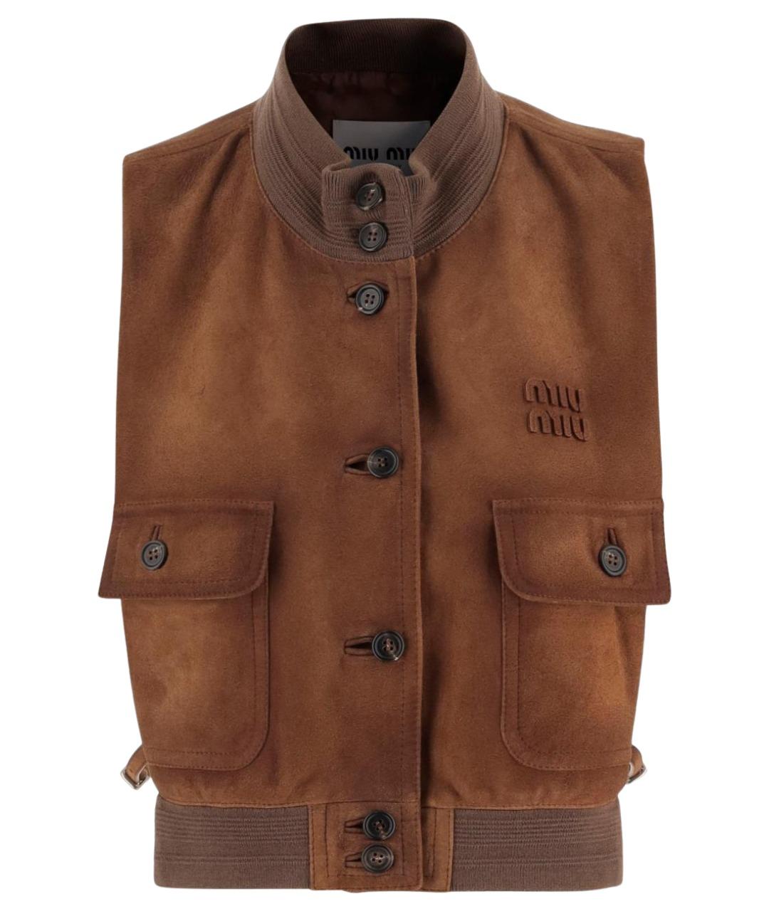 MIU MIU Коричневый замшевый жилет, фото 1