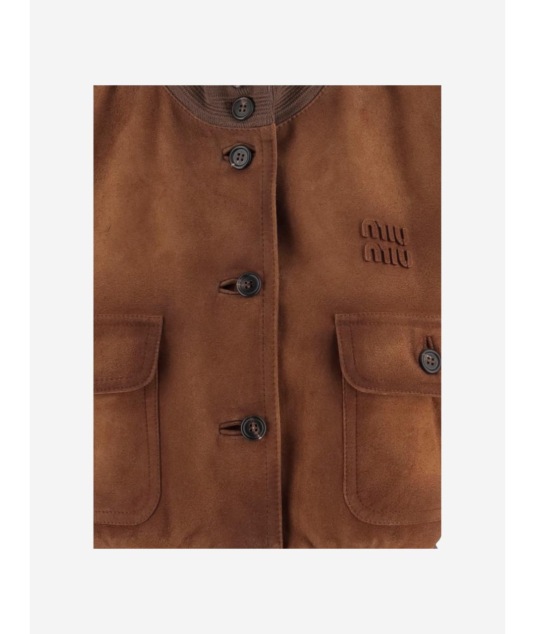 MIU MIU Коричневый замшевый жилет, фото 3