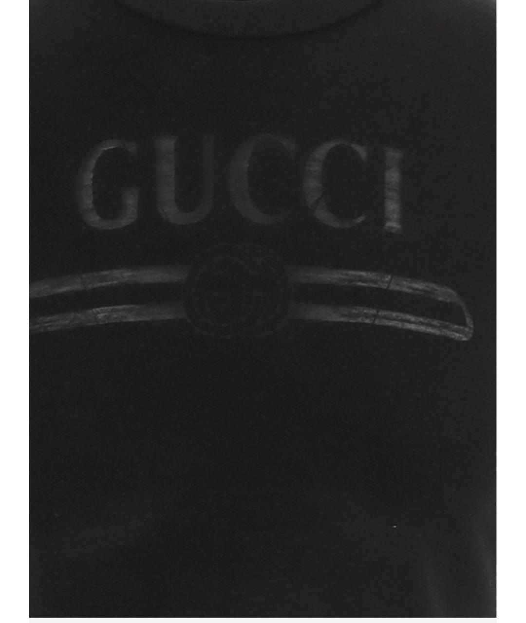 GUCCI Черная хлопковая футболка, фото 2