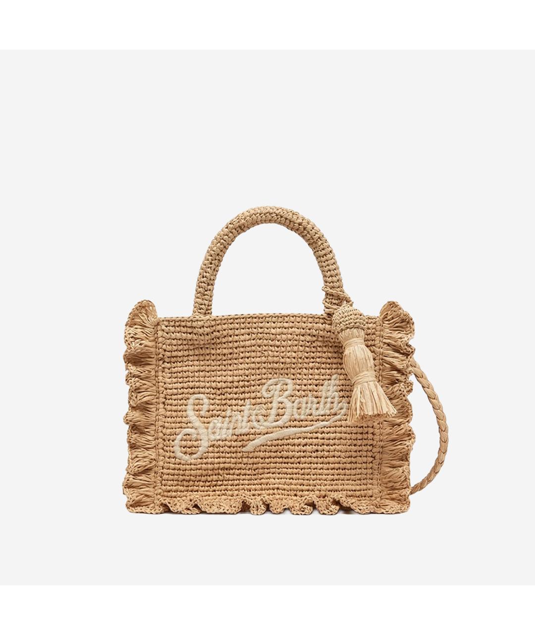 MC2 SAINT BARTH Бежевая пелетеная сумка тоут, фото 4