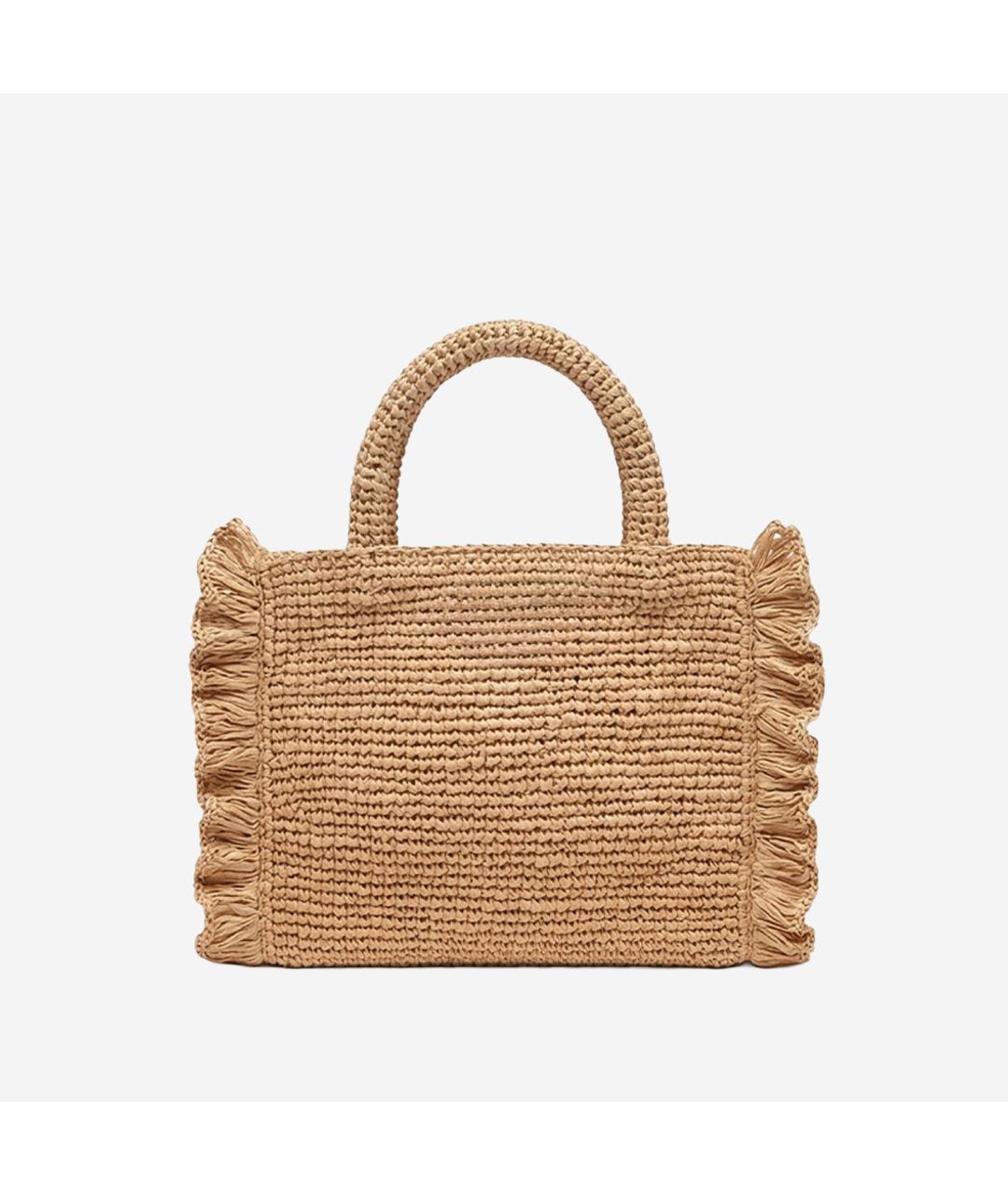 MC2 SAINT BARTH Бежевая пелетеная сумка тоут, фото 2