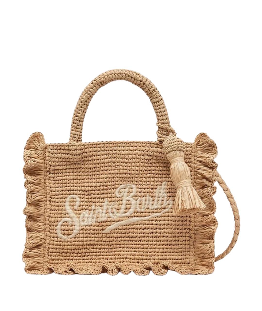 MC2 SAINT BARTH Бежевая пелетеная сумка тоут, фото 1