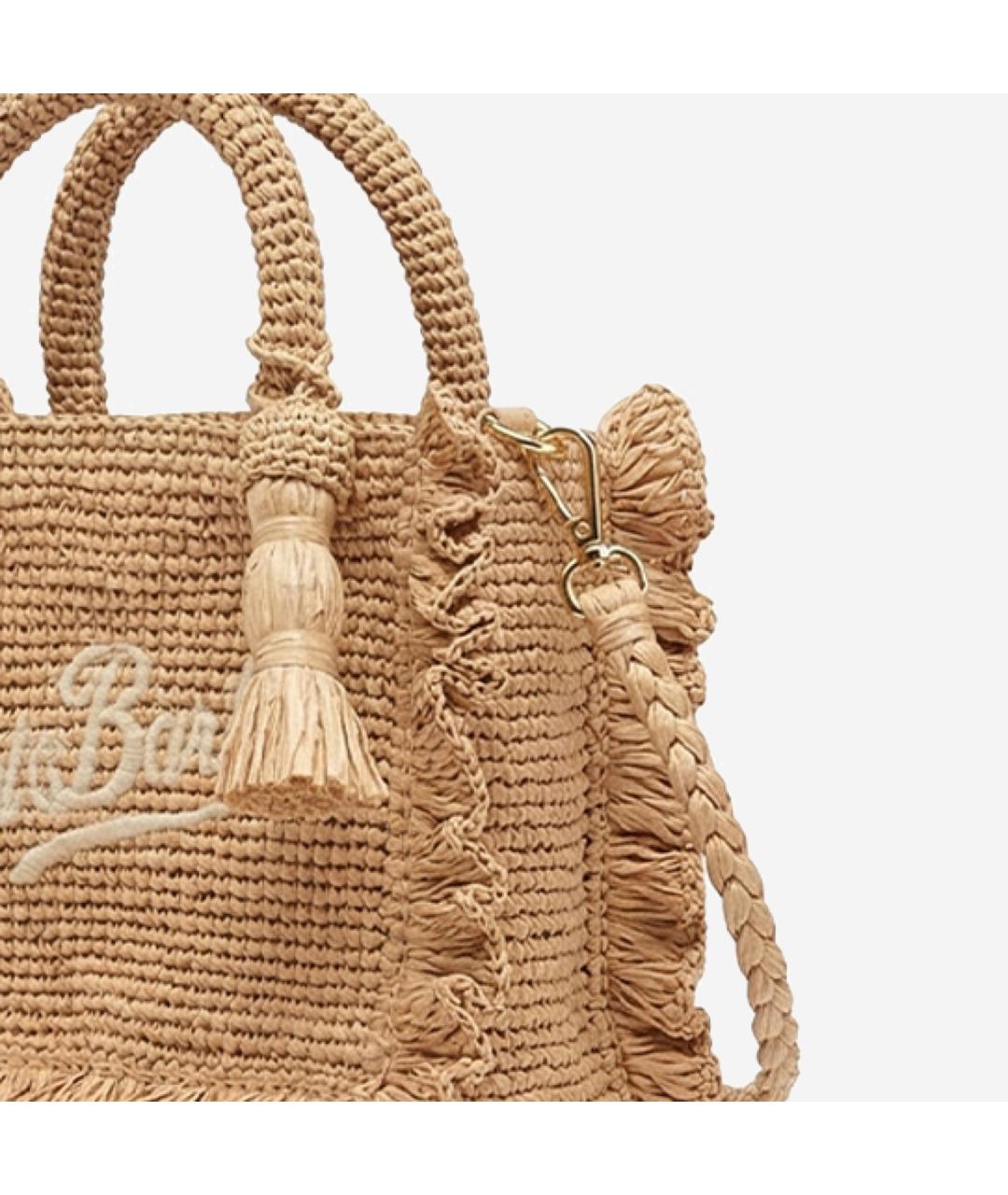 MC2 SAINT BARTH Бежевая пелетеная сумка тоут, фото 3