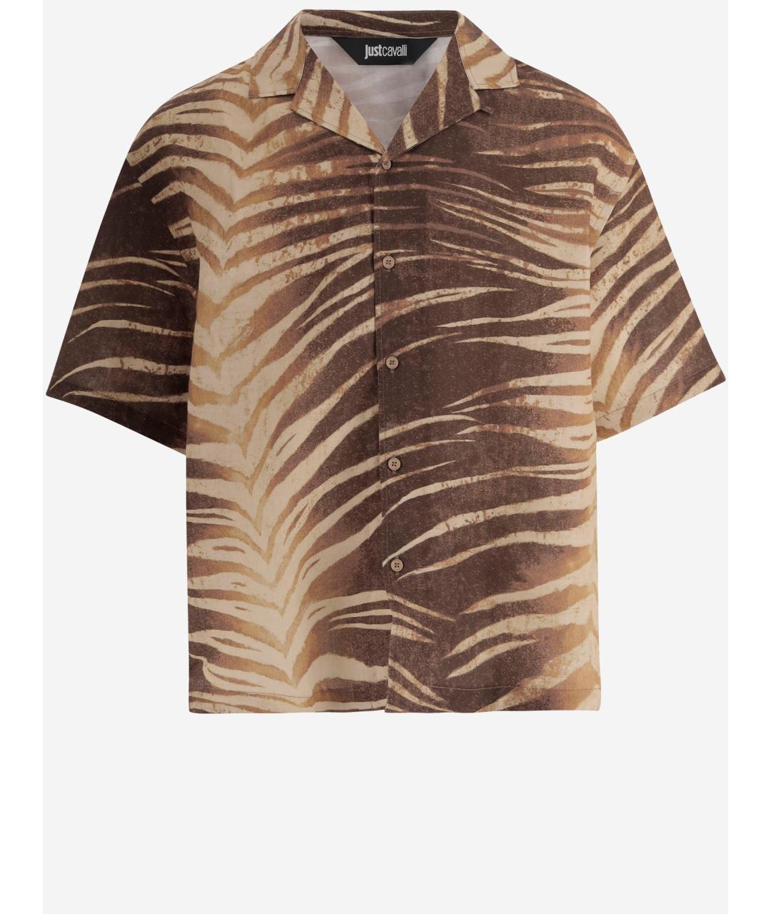 JUST CAVALLI Коричневая хлопковая кэжуал рубашка, фото 4