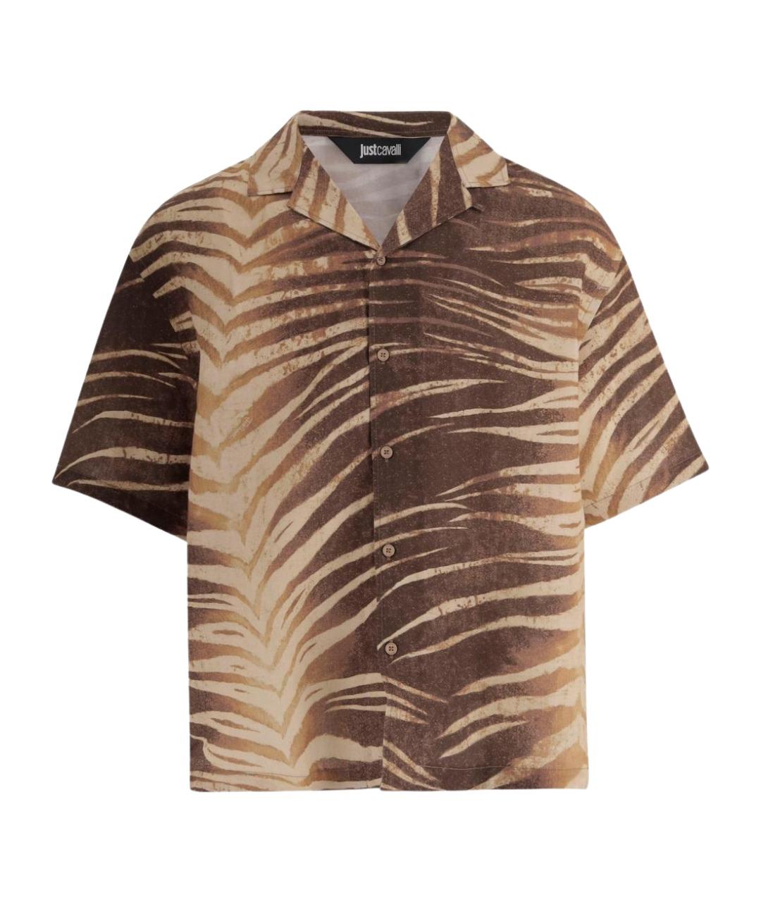 JUST CAVALLI Коричневая хлопковая кэжуал рубашка, фото 1