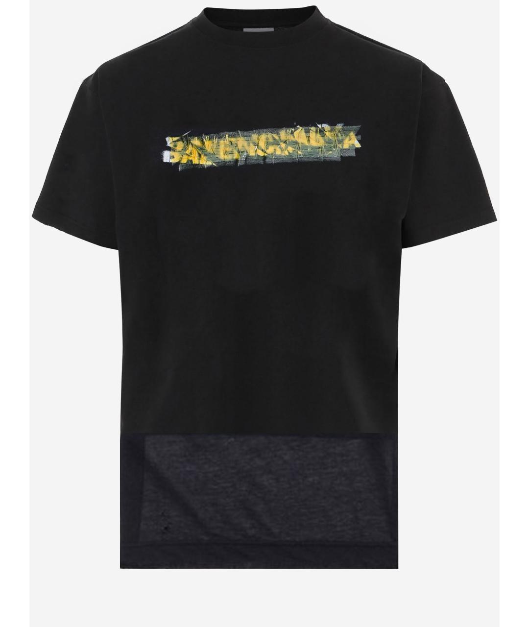 BALENCIAGA Черная хлопковая футболка, фото 4