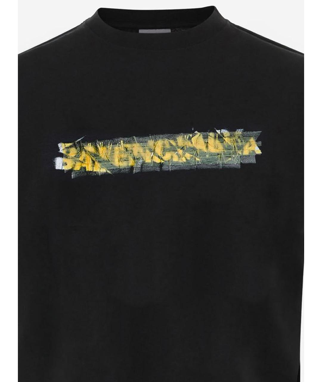 BALENCIAGA Черная хлопковая футболка, фото 3