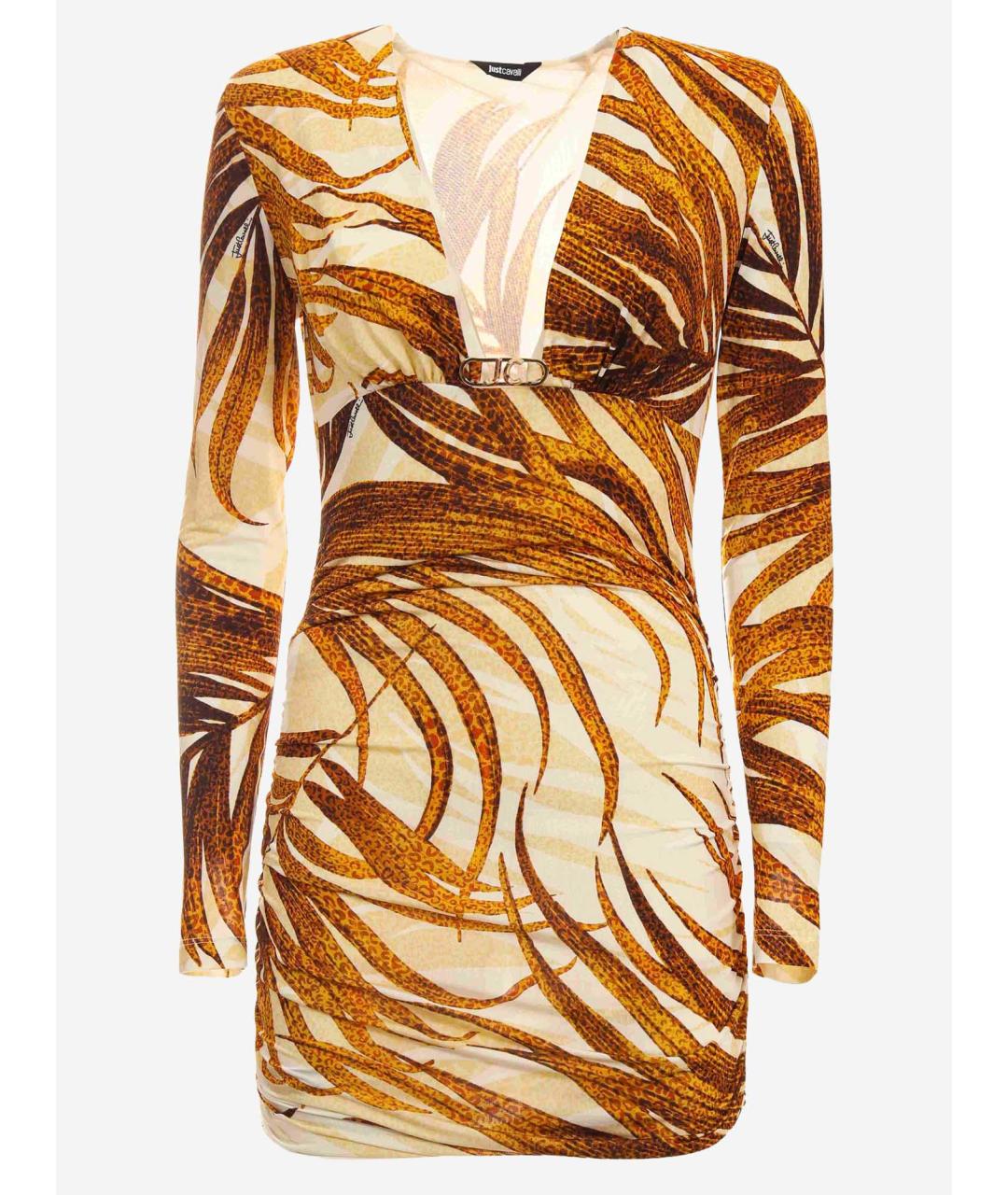 JUST CAVALLI Коричневое вискозное коктейльное платье, фото 4