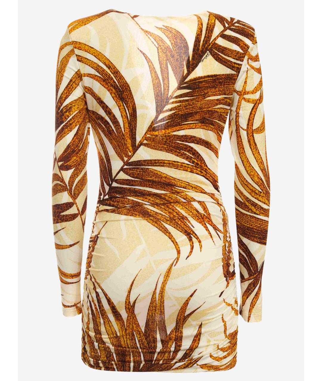 JUST CAVALLI Коричневое вискозное коктейльное платье, фото 2