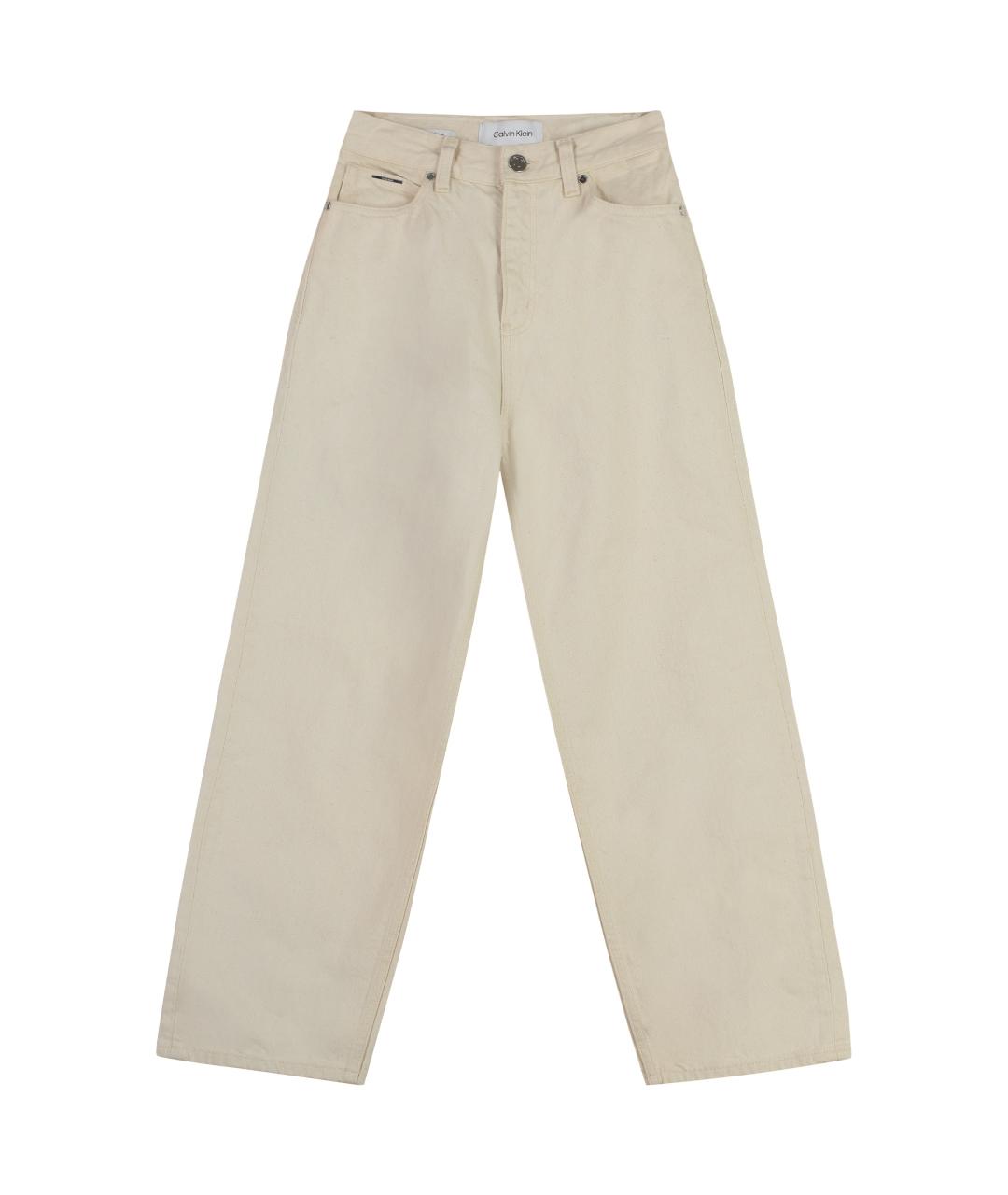 CALVIN KLEIN Бежевые хлопковые джинсы клеш, фото 1