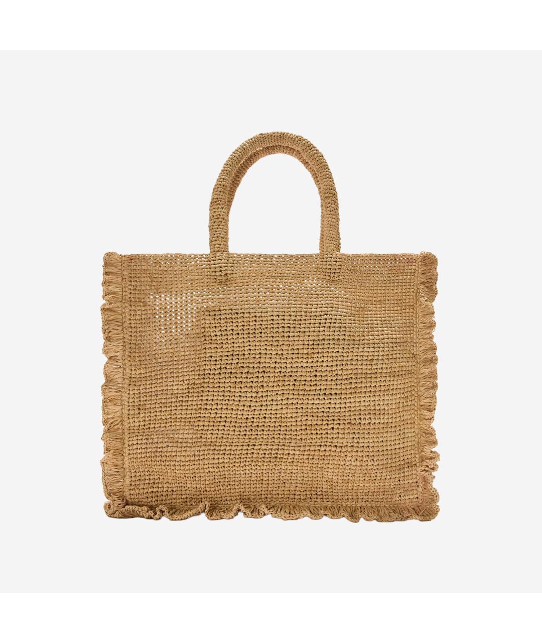 MC2 SAINT BARTH Бежевая пелетеная сумка тоут, фото 2