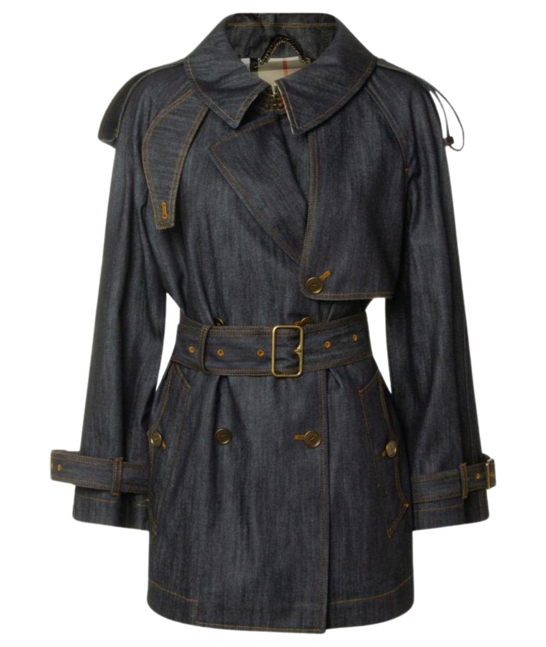 BURBERRY Темно-синий хлопковый тренч/плащ, фото 1