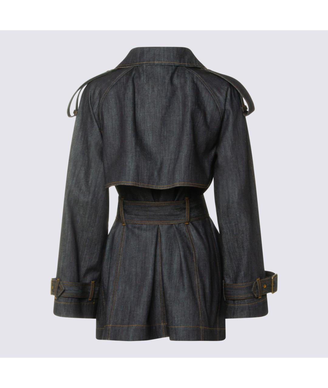 BURBERRY Темно-синий хлопковый тренч/плащ, фото 2