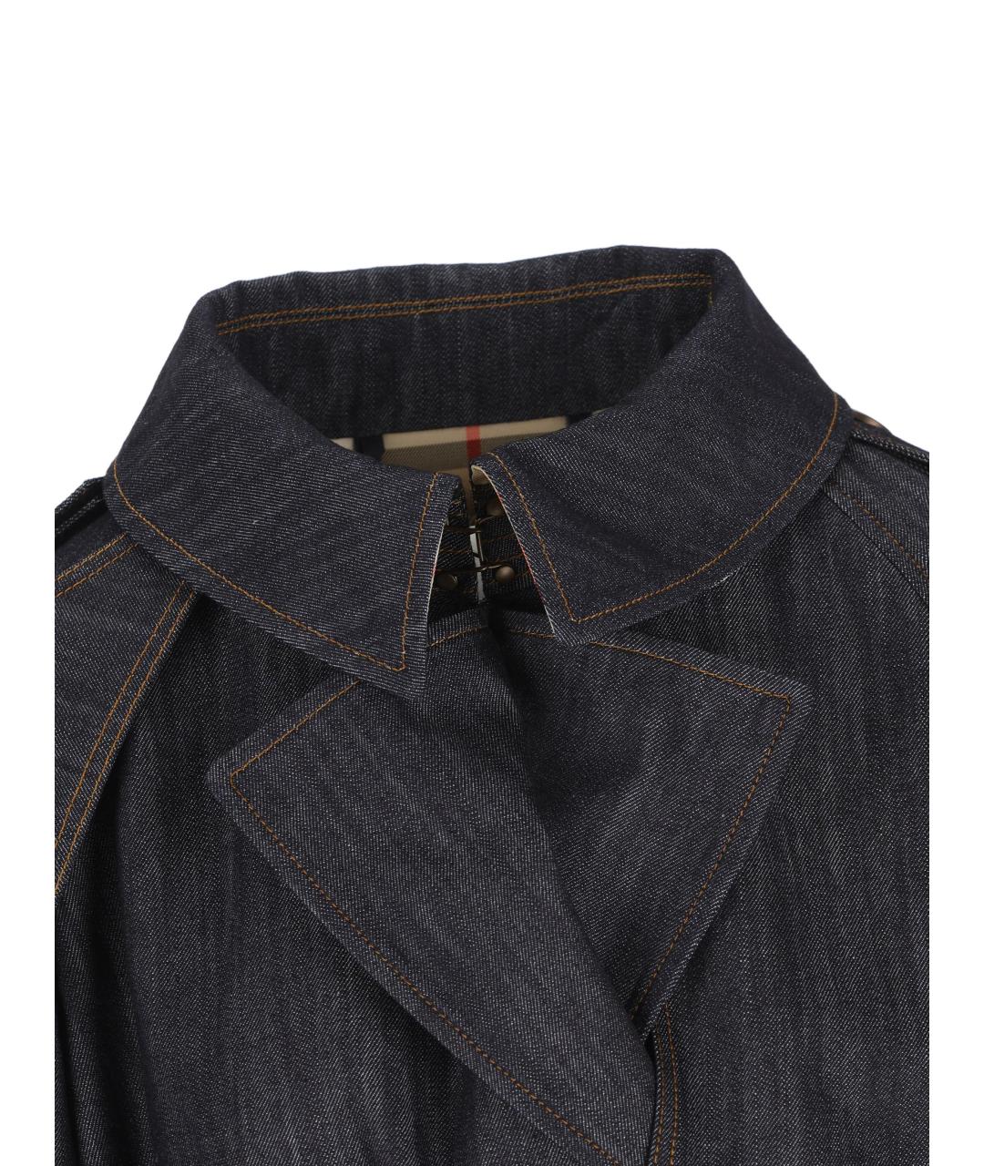 BURBERRY Темно-синий хлопковый тренч/плащ, фото 3