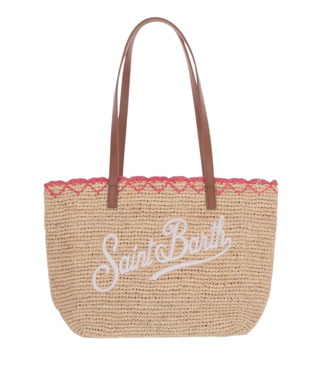MC2 SAINT BARTH Бежевая пелетеная сумка тоут, фото 1