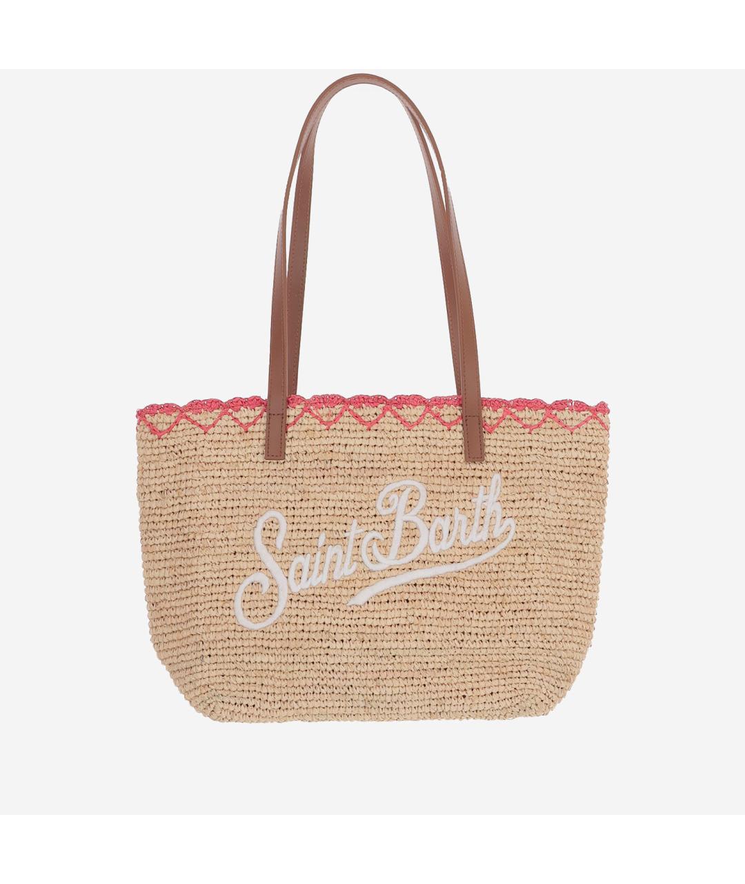 MC2 SAINT BARTH Бежевая пелетеная сумка тоут, фото 5