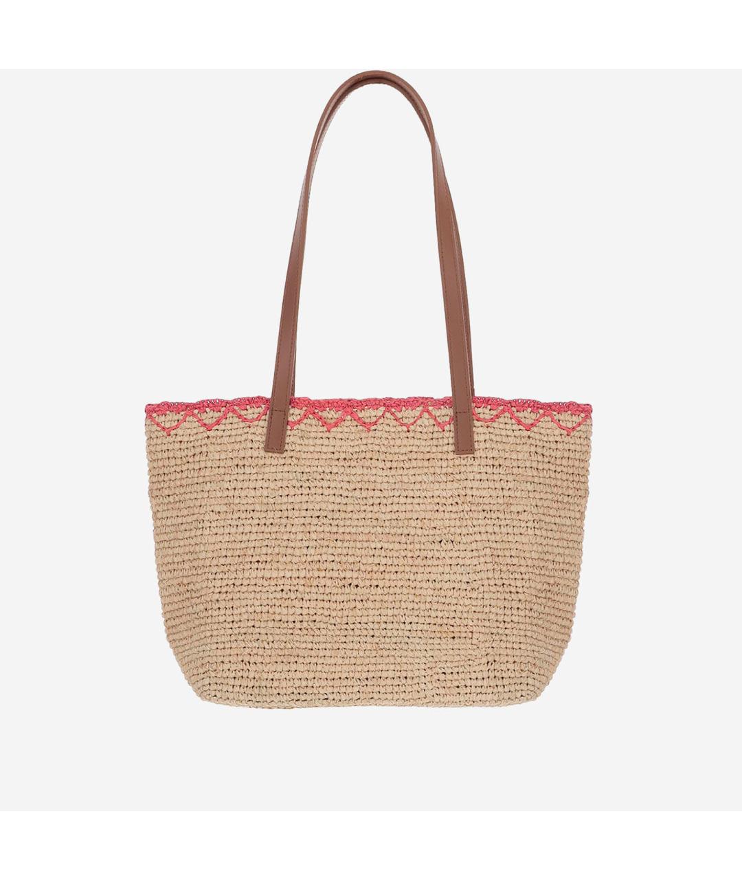 MC2 SAINT BARTH Бежевая пелетеная сумка тоут, фото 3