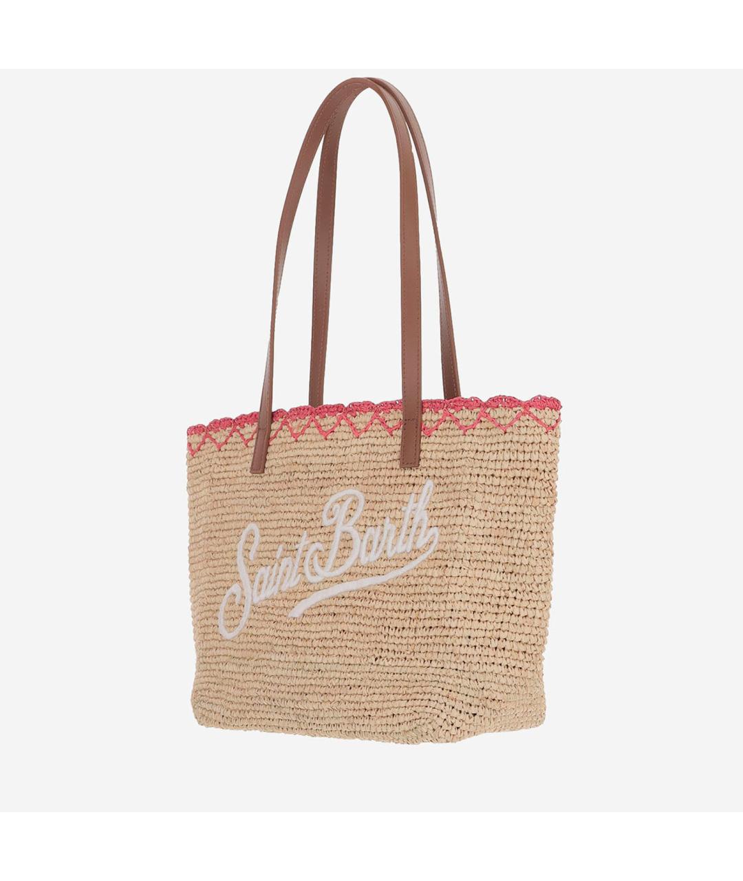 MC2 SAINT BARTH Бежевая пелетеная сумка тоут, фото 2