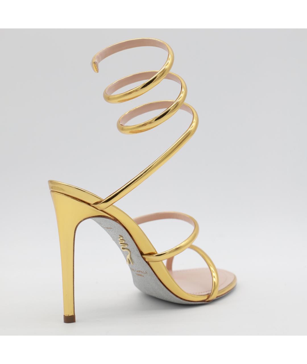 RENE CAOVILLA Золотые кожаные босоножки, фото 2