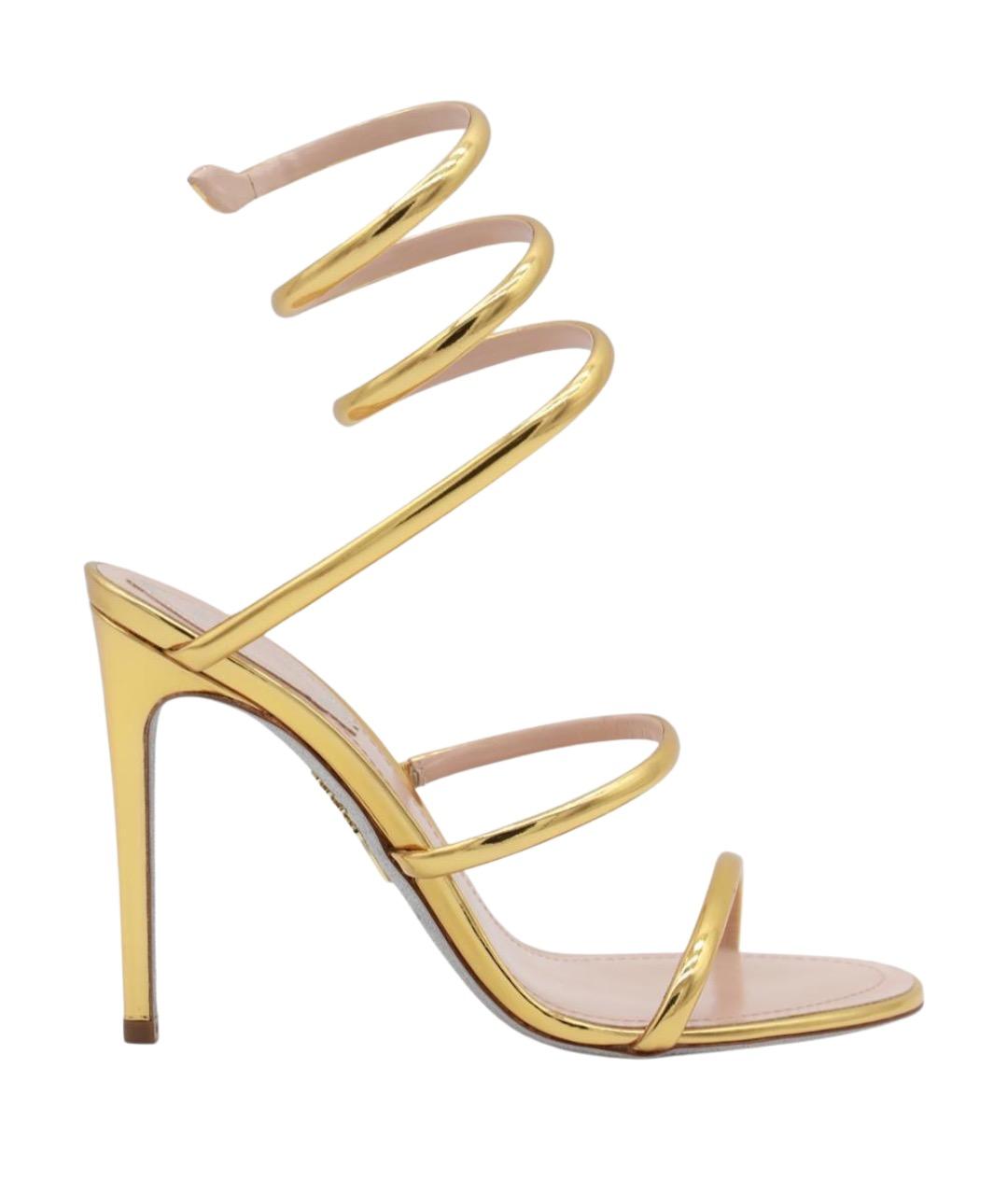 RENE CAOVILLA Золотые кожаные босоножки, фото 1