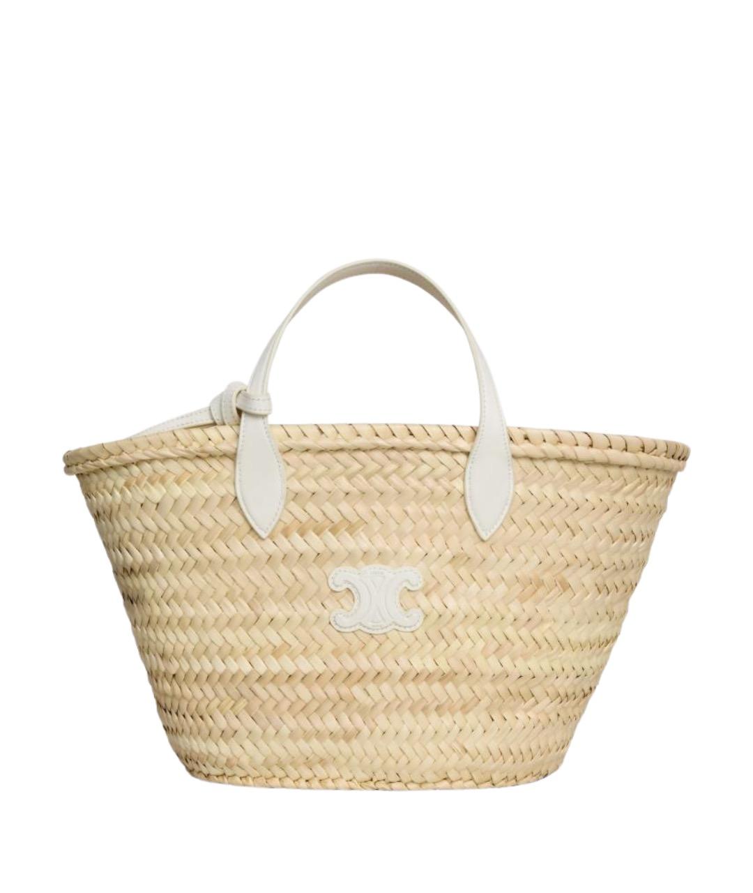 CELINE Белая пелетеная сумка тоут, фото 1