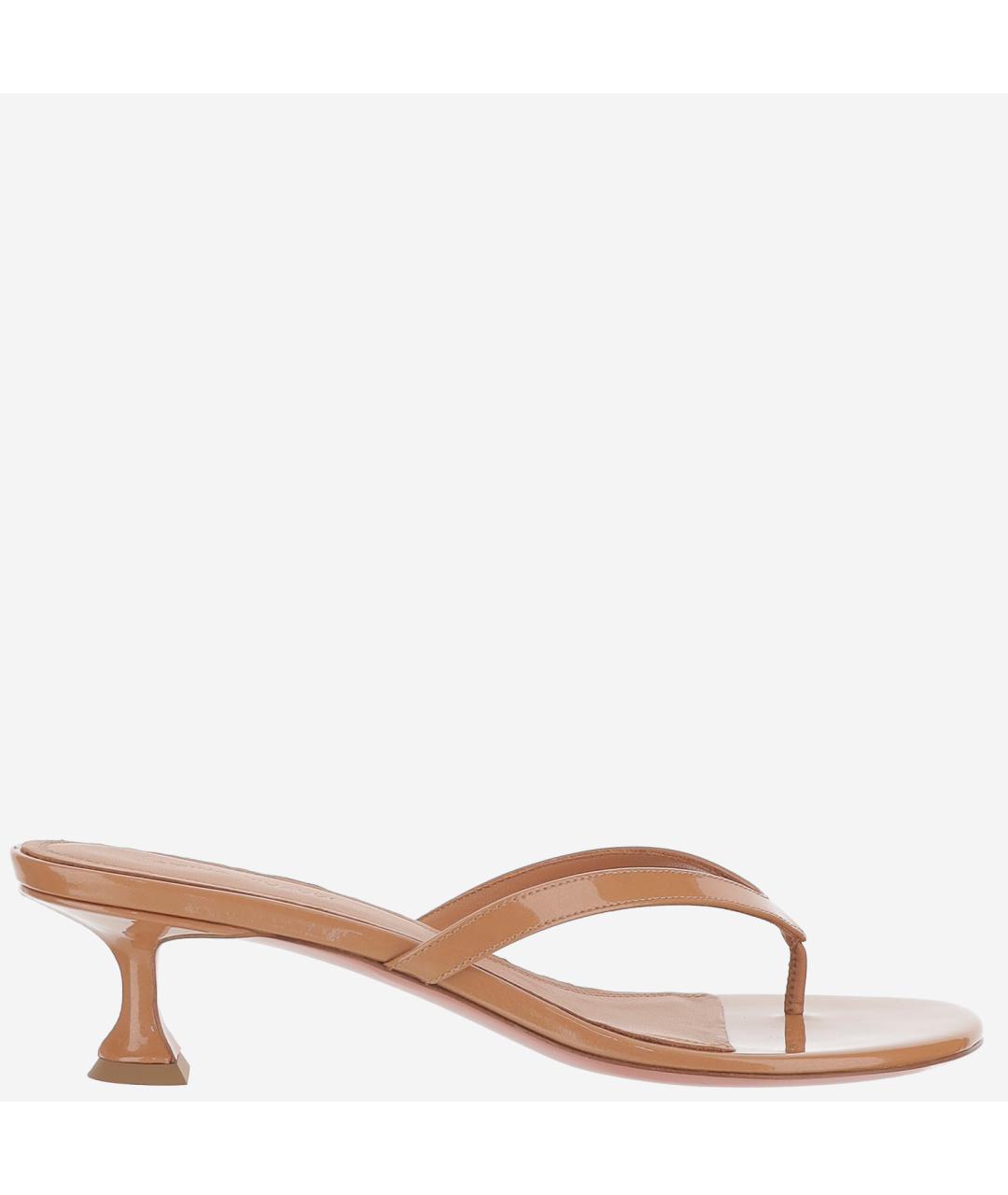 Amina Muaddi Бежевые мюли из лакированной кожи, фото 6