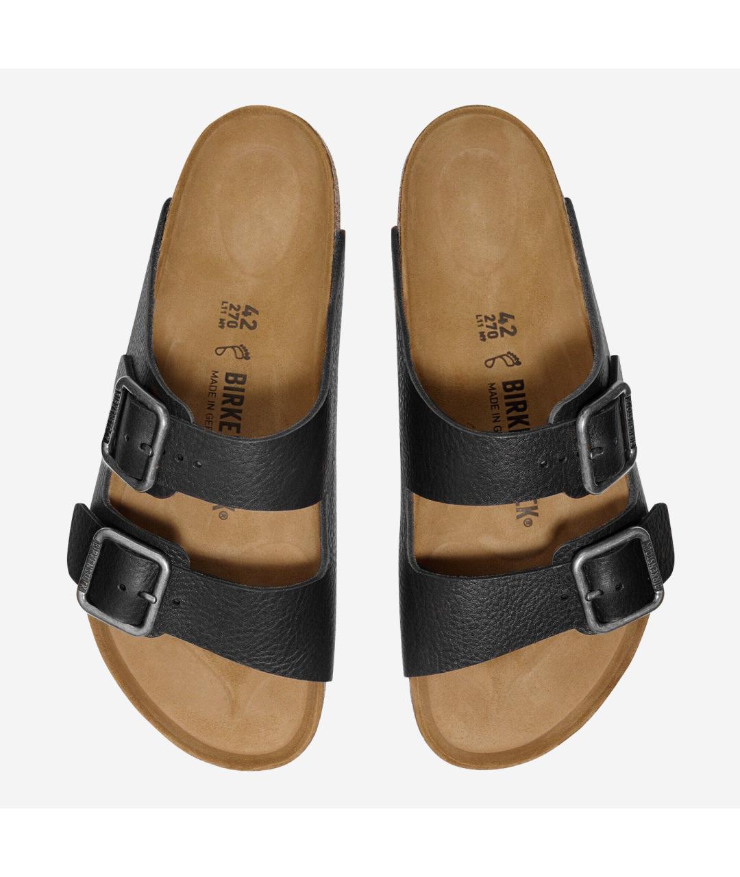 BIRKENSTOCK Черные кожаные шлепанцы, фото 2