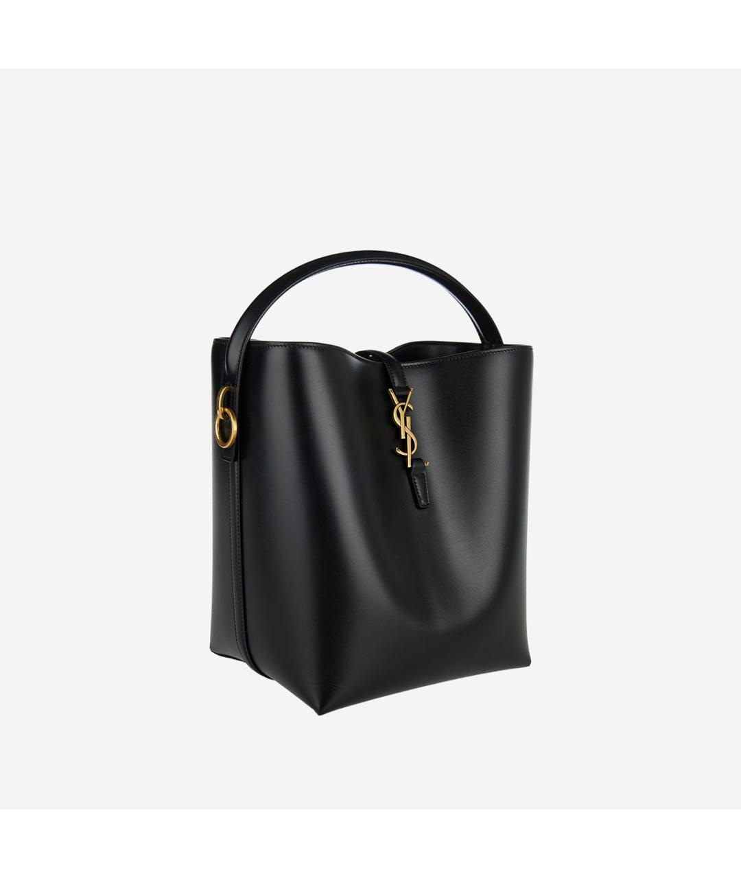 SAINT LAURENT Черная кожаная сумка с короткими ручками, фото 3