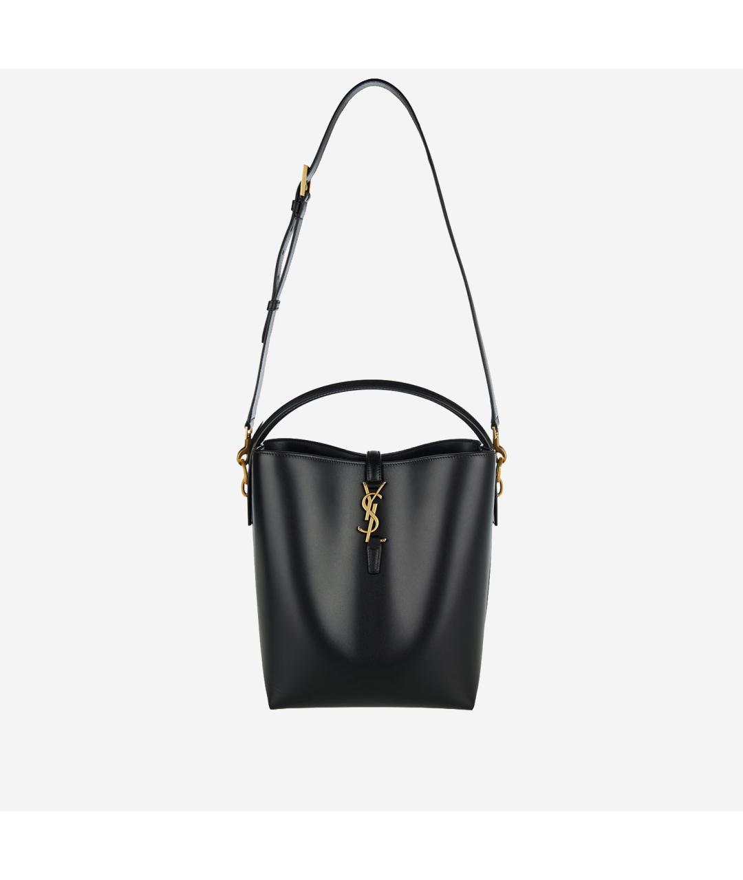 SAINT LAURENT Черная кожаная сумка с короткими ручками, фото 2