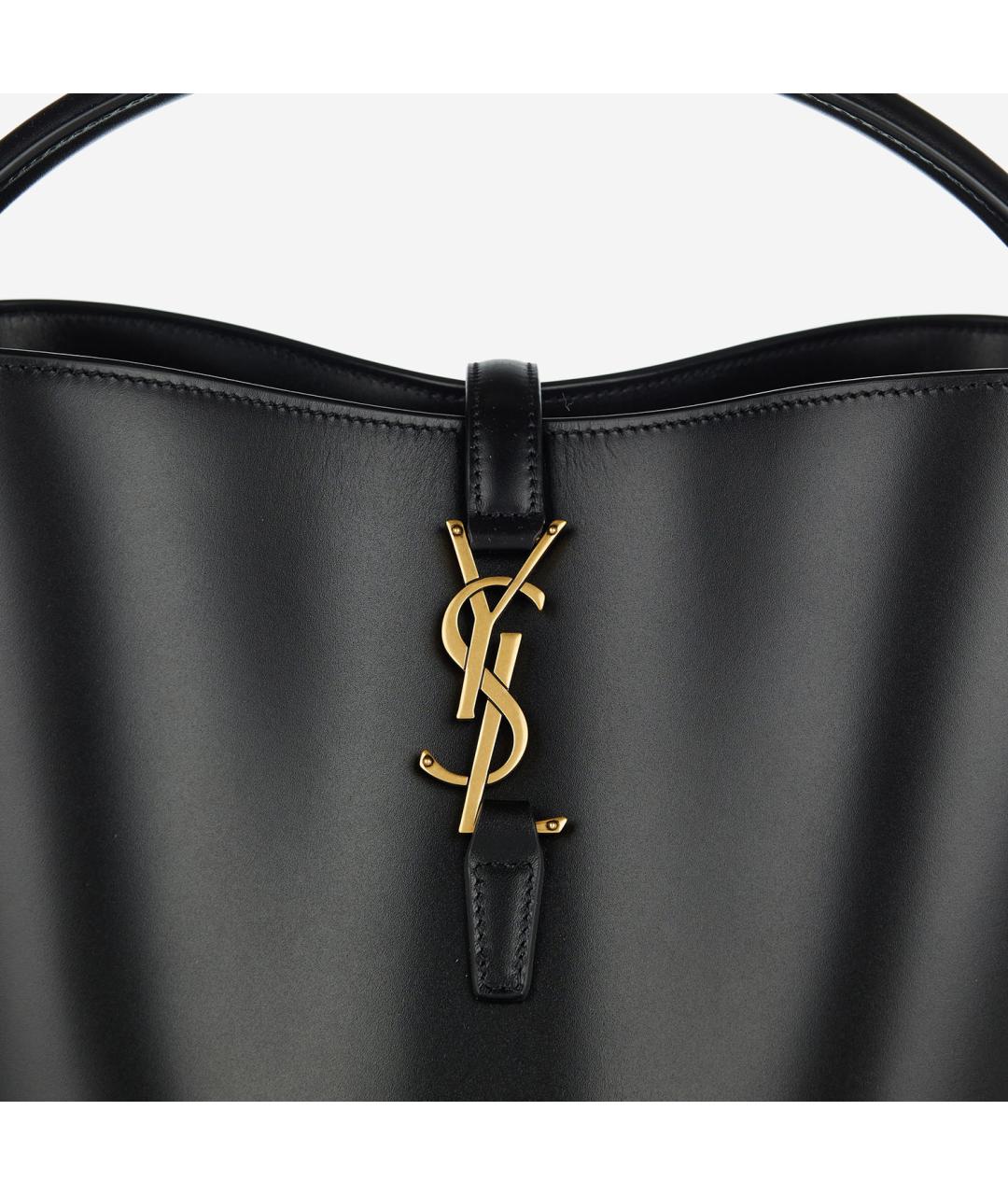 SAINT LAURENT Черная кожаная сумка с короткими ручками, фото 5