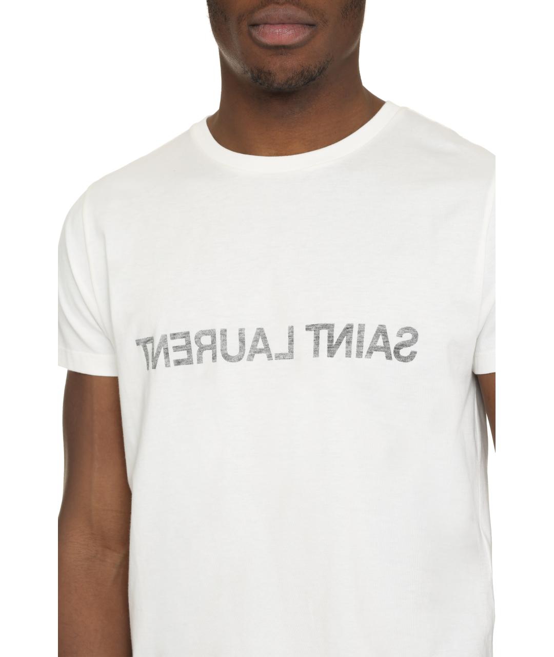 SAINT LAURENT Белая хлопковая футболка, фото 5