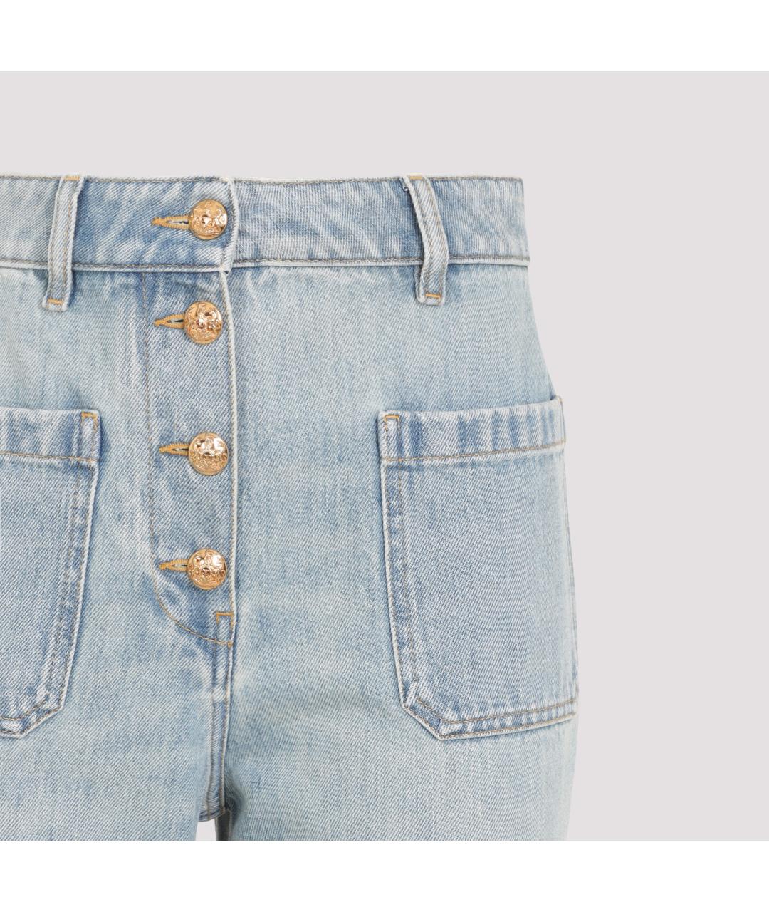 VALENTINO Голубые хлопковые джинсы клеш, фото 4