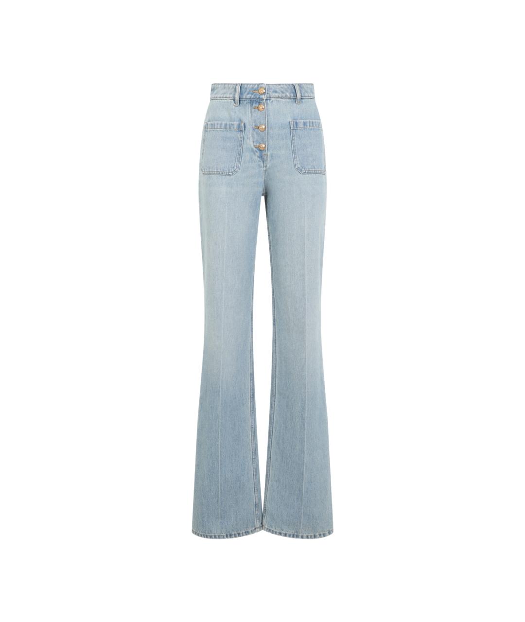 VALENTINO Голубые хлопковые джинсы клеш, фото 5