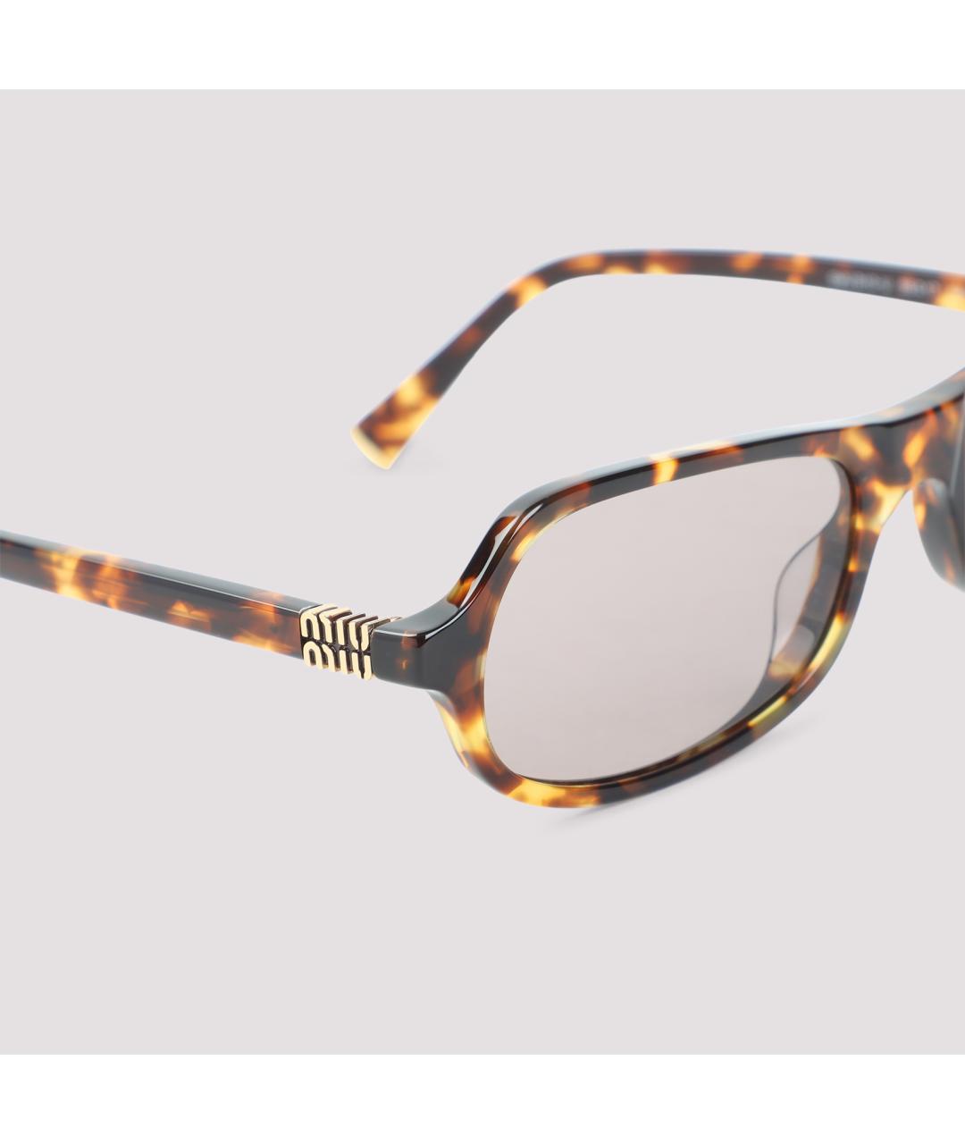 MIU MIU Коричневые пластиковые солнцезащитные очки, фото 4