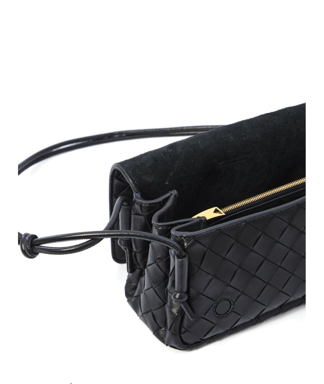 BOTTEGA VENETA Черная кожаная сумка через плечо, фото 2