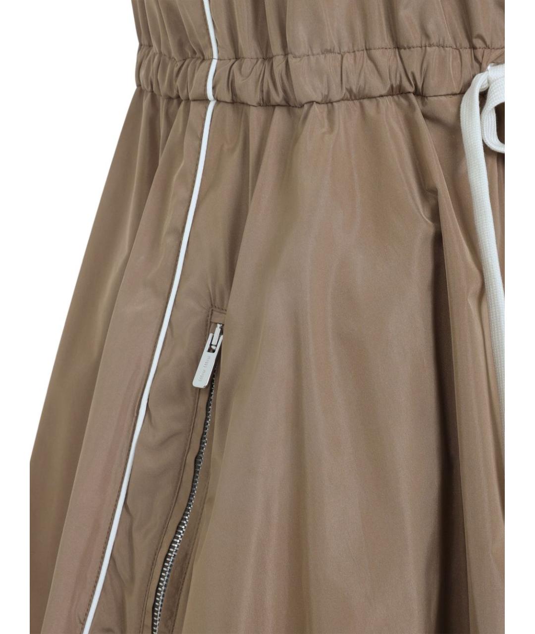 MIU MIU Бежевое шелковое повседневное платье, фото 4
