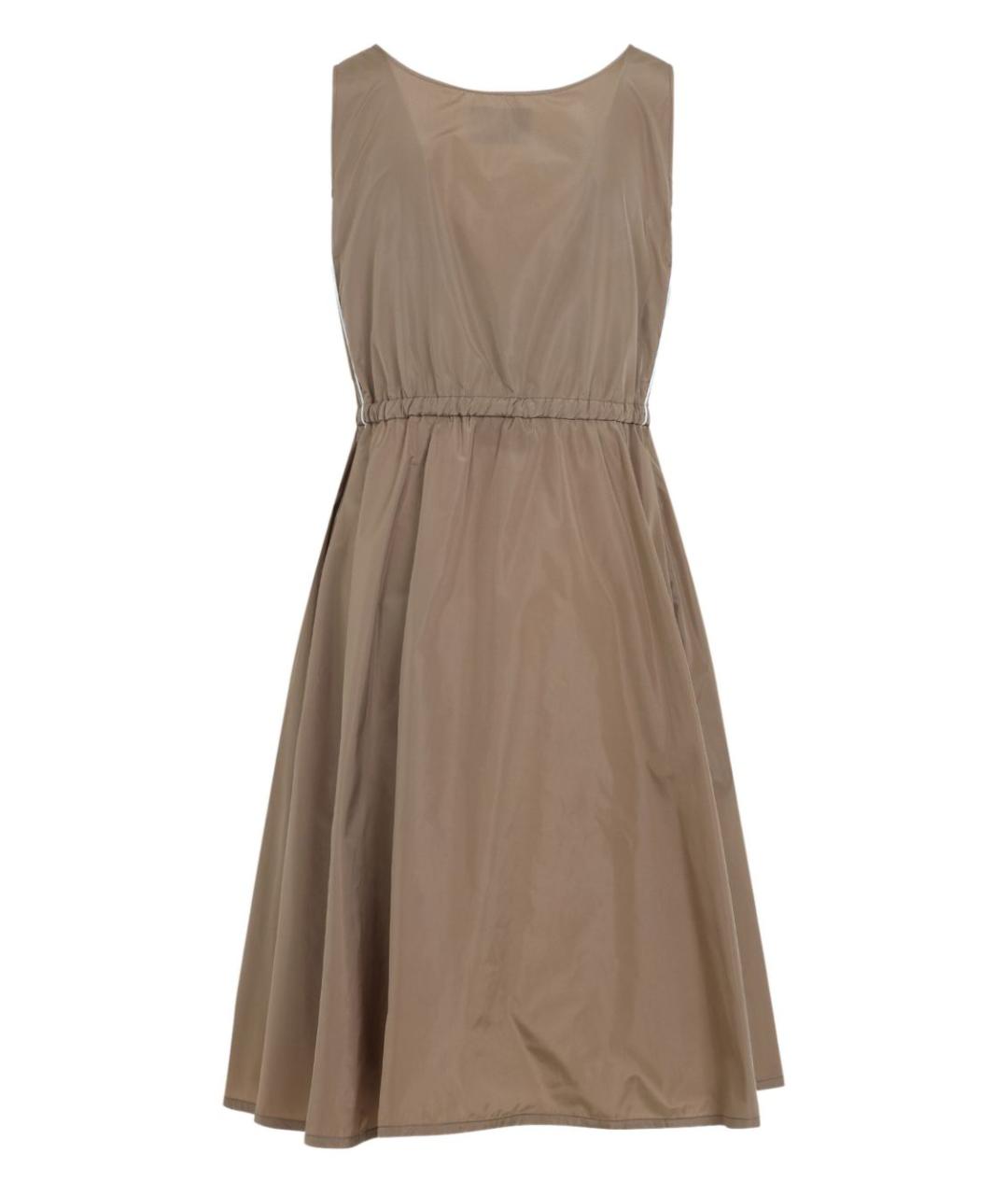 MIU MIU Бежевое шелковое повседневное платье, фото 2
