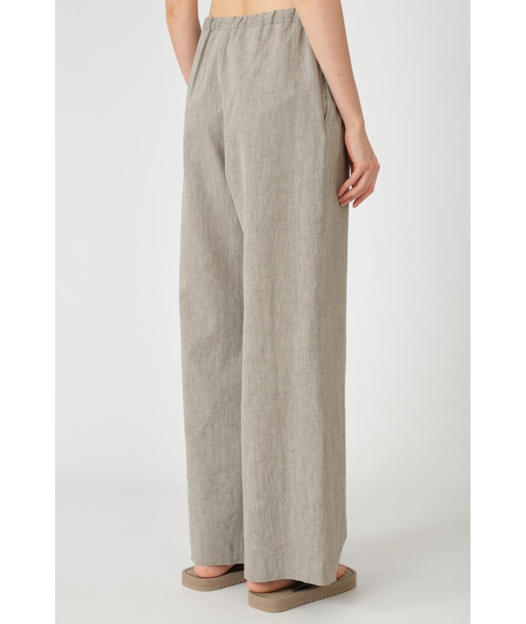 LOULOU STUDIO Серые льняные прямые брюки, фото 4