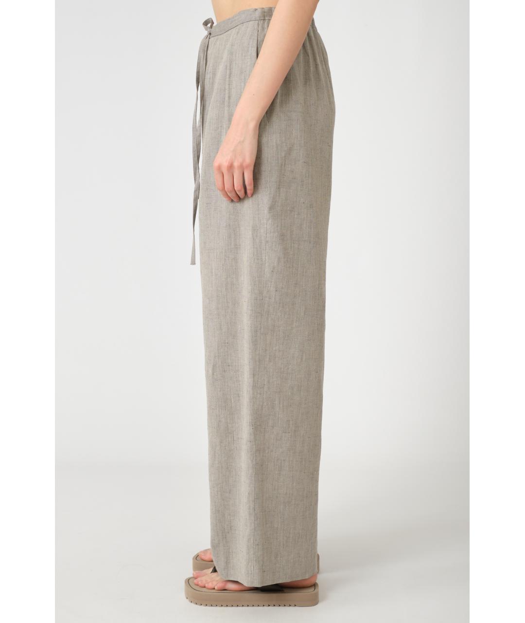 LOULOU STUDIO Серые льняные прямые брюки, фото 3