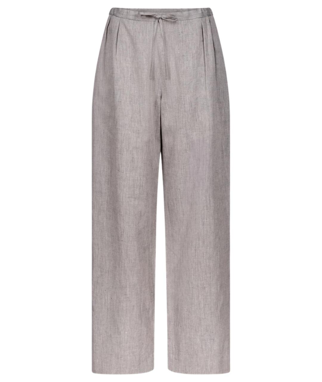 LOULOU STUDIO Серые льняные прямые брюки, фото 1