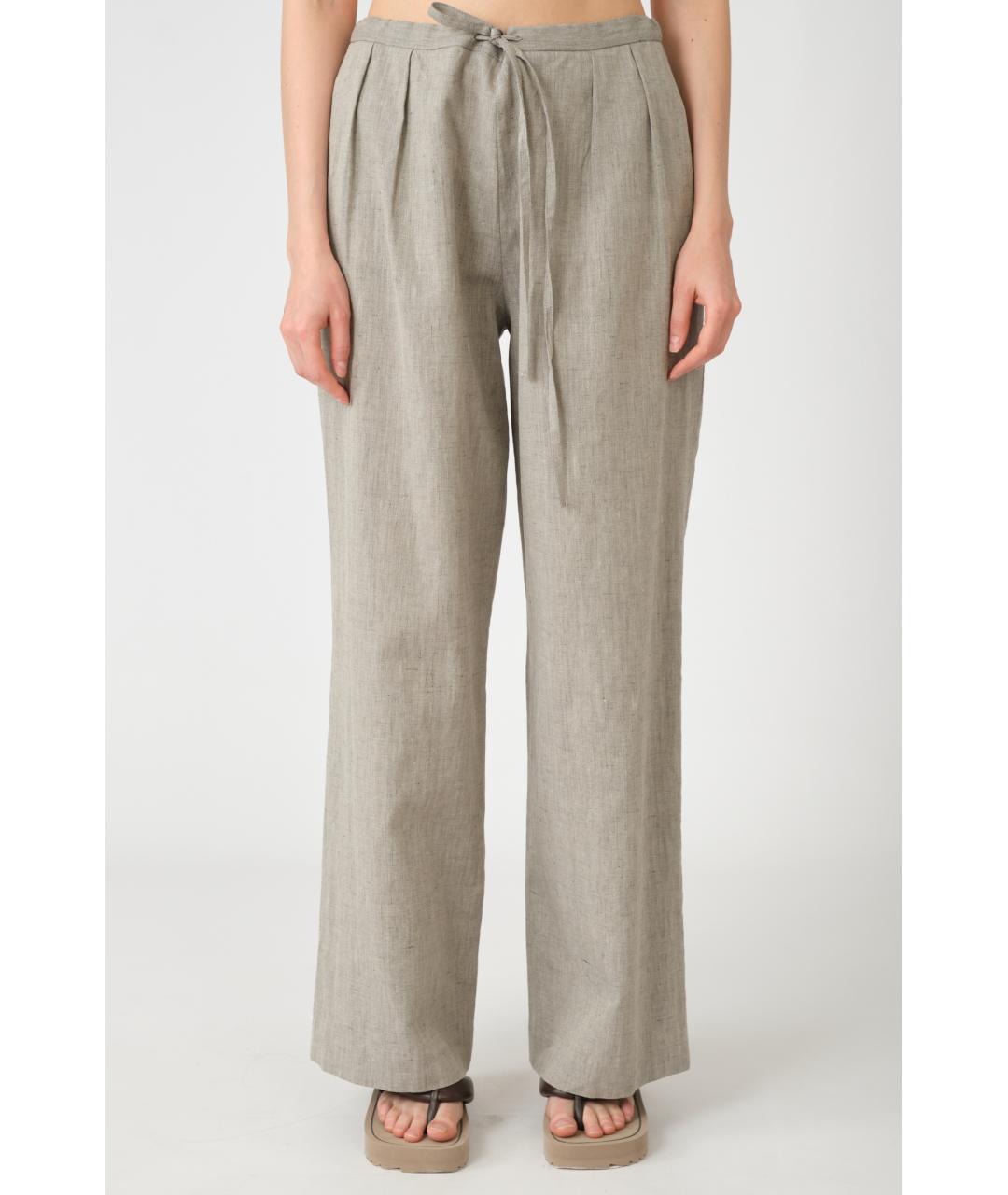 LOULOU STUDIO Серые льняные прямые брюки, фото 2