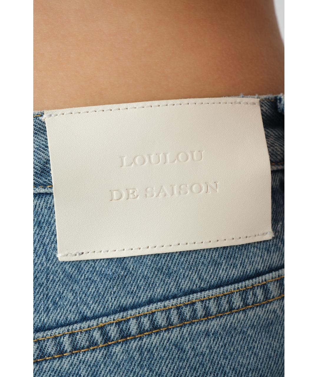 LOULOU STUDIO Голубые хлопковые прямые джинсы, фото 5